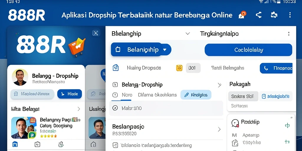 Tampilan antarmuka aplikasi 888R yang memudahkan belanja dan dropship.