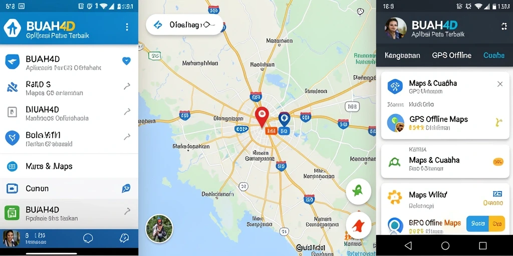 Antarmuka BUAH4D yang memudahkan navigasi GPS Offline.