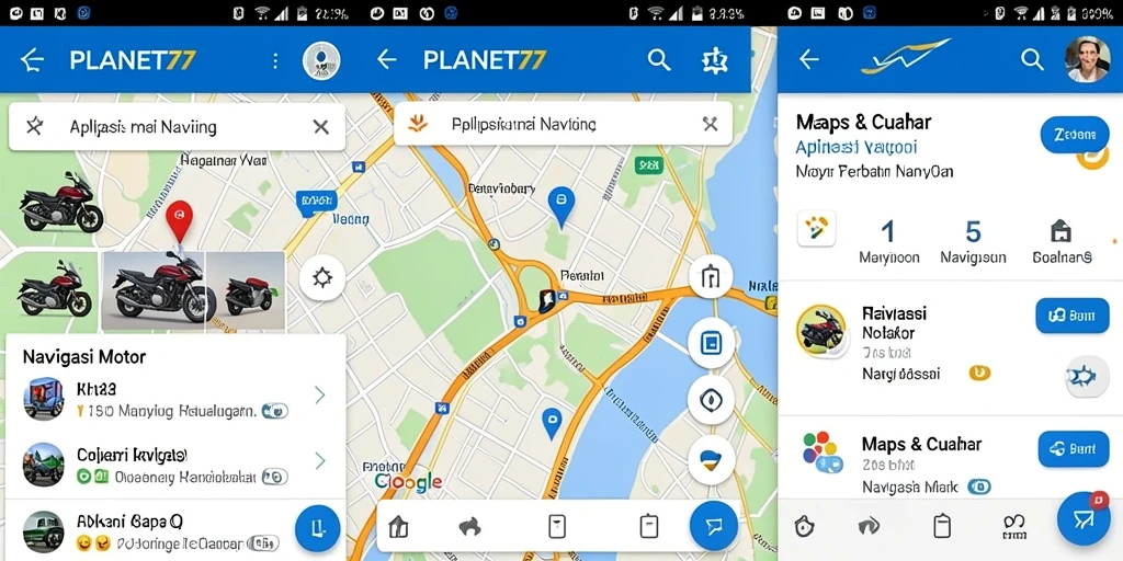 Tampilan antarmuka aplikasi PLANET77 untuk Navigasi Motor.
