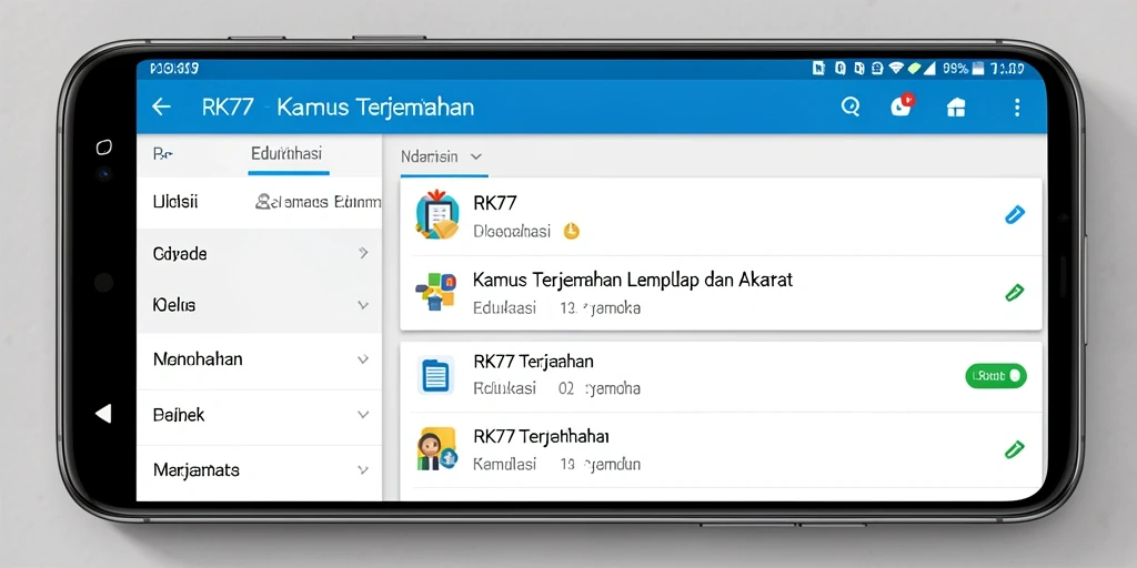 Antarmuka RK77 yang user-friendly untuk Kamus Terjemahan.