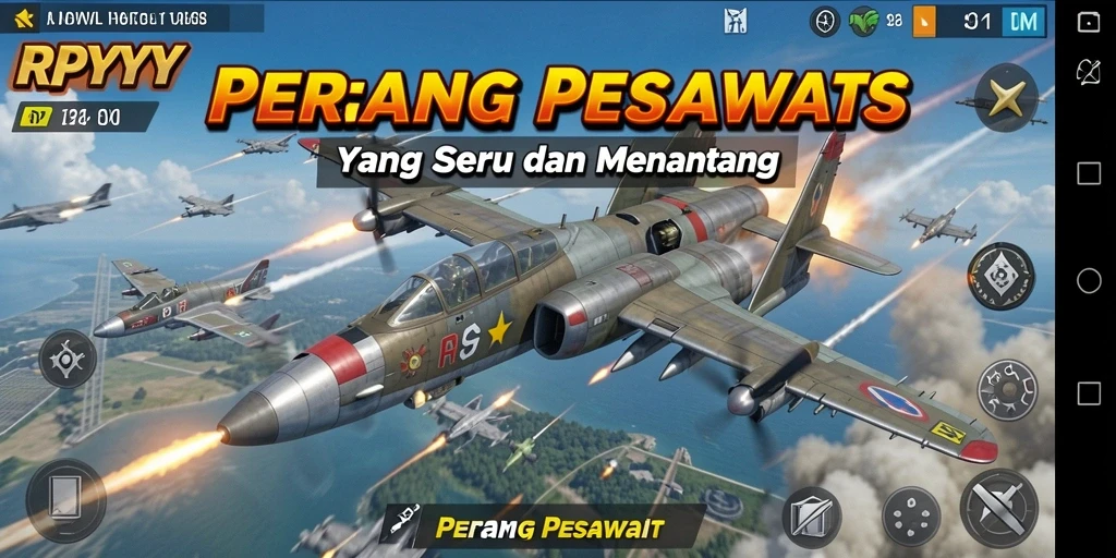 Tampilan antarmuka RPYYY saat pertempuran pesawat yang seru.