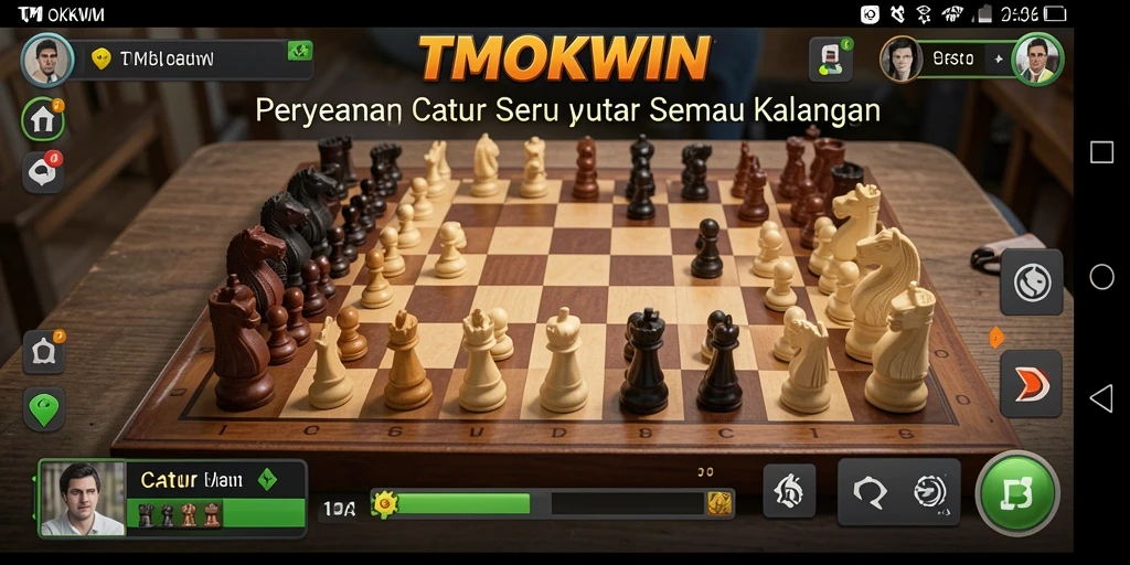 Antarmuka permainan catur TMOKWIN yang menarik dan user-friendly.