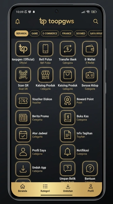 Daftar Aplikasi Populer & Kanal Uji | toopgws