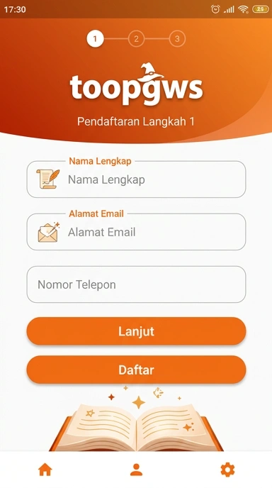 Panduan Registrasi Akun Baru toopgws untuk Android